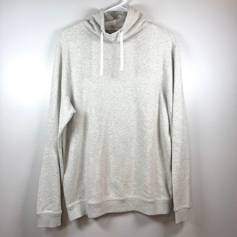 Crosby & Howard Gray Ribbed Hoodie Womens M 100%‎ Cotton Funnel Neck Minimalist